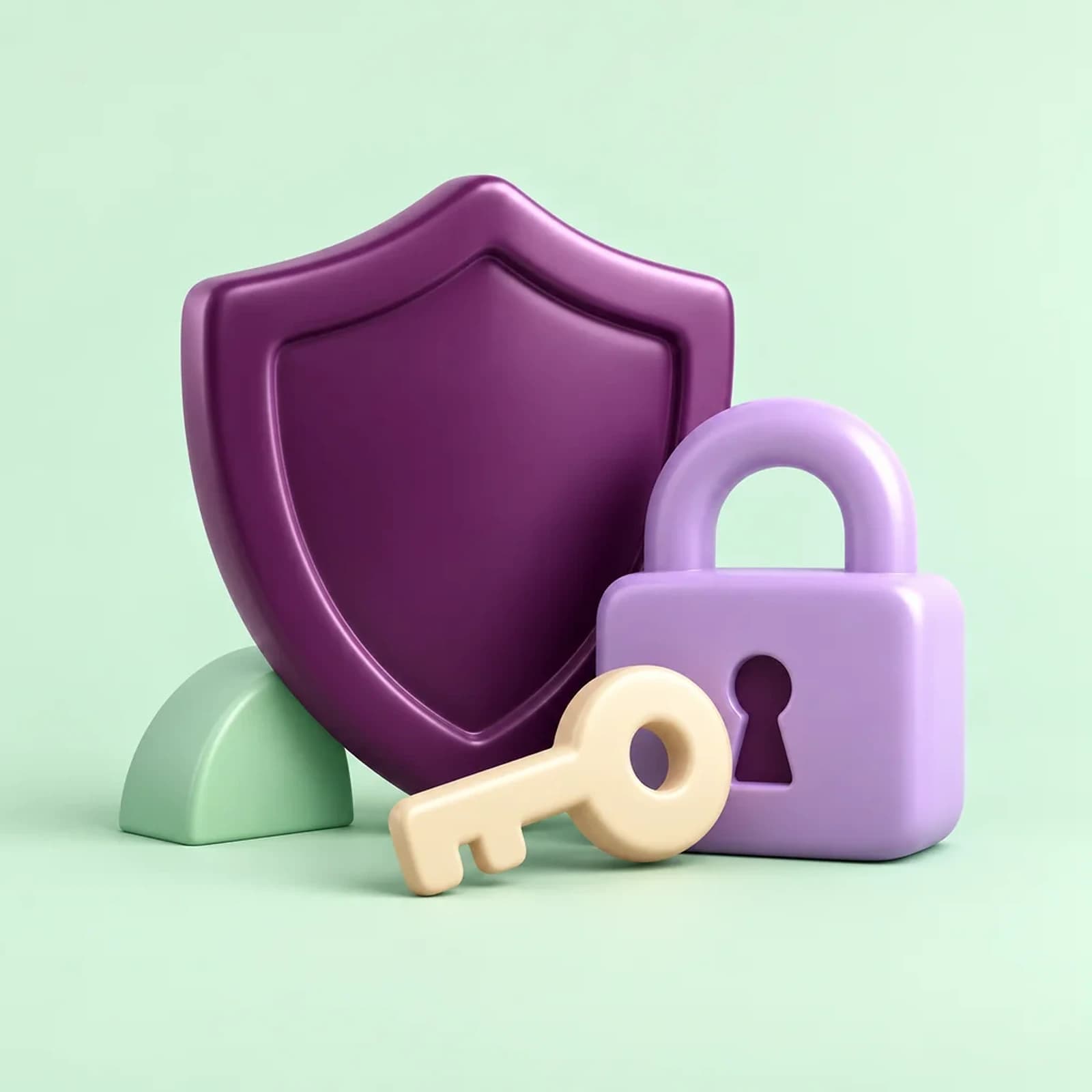Purple shield and lock illustration